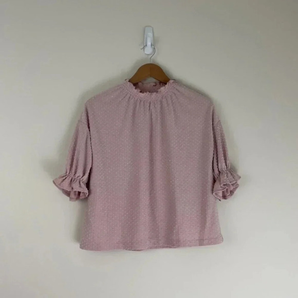 Madewell Texture & Thread Blush Pink Clipdot Ruffle Top Size XS - Picture 1 of 5